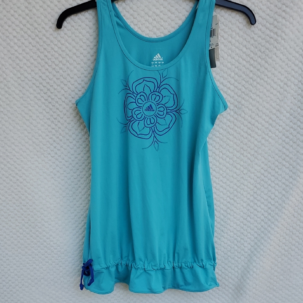 adidas Turquoise Blue Floral Muscle Tank